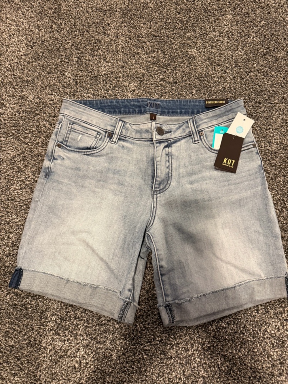 Kut from the Kloth Faded Light Blue Denim Boyfriend Shorts